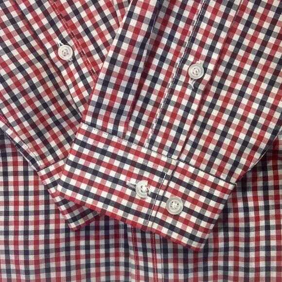 H & M Long Sleeve Business Casual Shirt Size Medium Red/Black Plaid - Picture 3 of 14